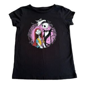 +Girl's Disney Nightmare Before Christmas Shirt Jack Sally Xmas Black Sz L 10/12